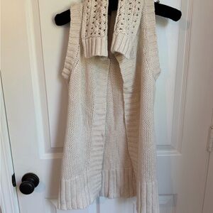 3/$15 | GAP Open-Front Sleeveless Knit Cream Cardigan Small Chunky Collar